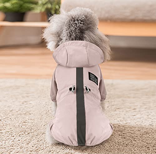 Idepet Abrigo Impermeable para Perros con Capucha para Perros,Chaqueta de Lluvia Ligera para Mascotas Poncho de Lluvia para Perros con Orificio de arnés de Tira Reflectante para Perros