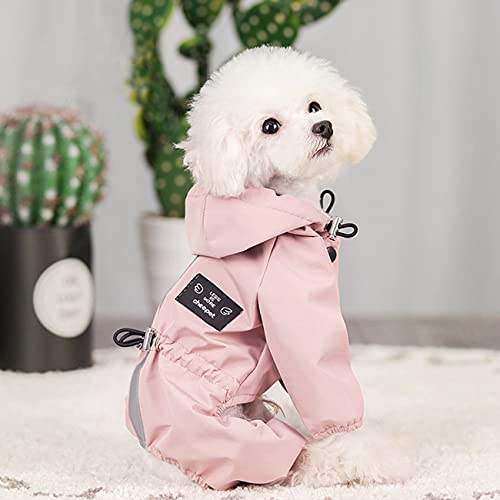 Idepet Abrigo Impermeable para Perros con Capucha para Perros,Chaqueta de Lluvia Ligera para Mascotas Poncho de Lluvia para Perros con Orificio de arnés de Tira Reflectante para Perros