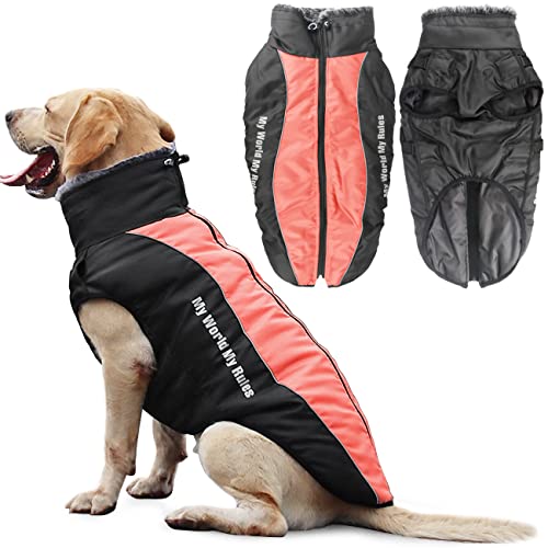 Idepet Abrigo para Perros Chaqueta cálida, Traje de Nieve Reflectante para Mascotas Deportes al Aire Libre Ropa Impermeable para Perros Chaleco para Perros Mediano Grande con Orificio para el arnés