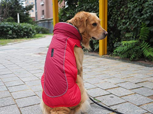 Idepet Chaqueta de Abrigo de Perro, Abrigo de Mascotas a Prueba de Agua, Traje de ensayo, Ropa de Perro a Prueba de Viento reflexiva para pequeños Perros Grandes Grandes Rojo Negro