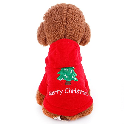 Idepet Disfraz de perr Papa Noel Patrón del árbol de Navidad Ropa para Mascotas Sudadera con Capucha para Gato Perro Talla XS S M L XL