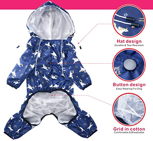 Idepet Impermeable para Perros con Capucha y Cuello, Poncho Impermeable para Lluvia para Perros Chaqueta Impermeable para Lluvia con Capucha para Perros pequeños, medianos y Grandes