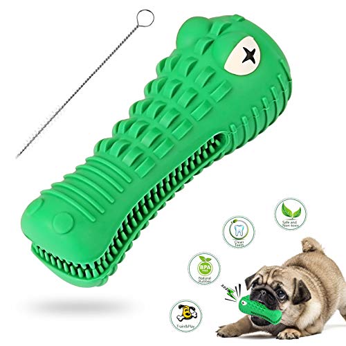 Idepet Juguetes para Perros, Cepillo de Dientes para Perros no tóxico Juguete para Masticar Juguetes interactivos Juego de Entrenamiento IQ Juguete Cuidado Dental Limpieza de Dientes (Verde)