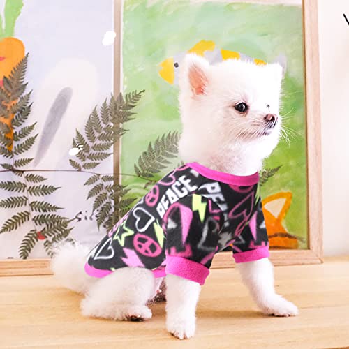 Idepet Pet Dog Cat Clothes Graffiti Style Soft Fleece Sweater Shirt Coat para Perros pequeños Puppy Teddy Chihuahua Poodle Boys Girls (XS, Negro)