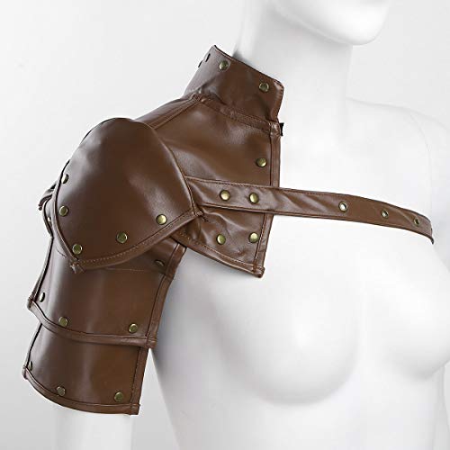 iEFiEL Steampunk Disfraz Accesorio Prenda Gótico para Hombre Mujer Sexy Arnés de Hombro Arnés de Cuero Cosplay Clubwear Marrón Corto One Size