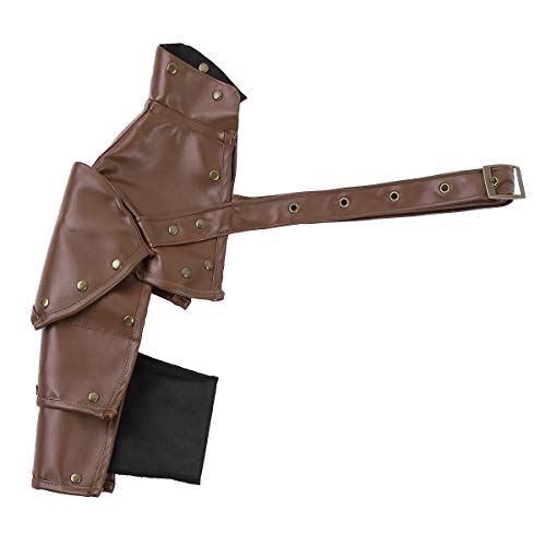 iEFiEL Steampunk Disfraz Accesorio Prenda Gótico para Hombre Mujer Sexy Arnés de Hombro Arnés de Cuero Cosplay Clubwear Marrón Corto One Size