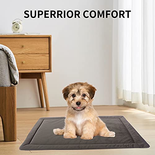 IEUUMLER Colchón Grueso para Perros, Resistente al Agua, para Perros y Gatos Pequeños, Medianos y Grandes FC004 (89*58cm, Light Brown)