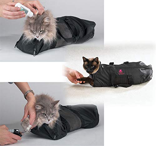 IFor La preparación del Gato Bolsa de Malla de baño Restricción Resistente a los arañazos Corte de uñas para Mascotas Bolsa de contención Gatos domésticos portátiles rayar Vestir Bolso de la Belleza