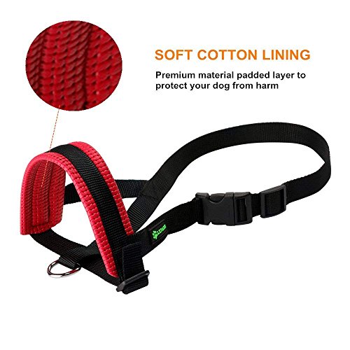 ILEPARK Bozal de Nylon para Perros Grandes Previene Mordidas, Ladridos y Que Mastiquen, Bozal Lazo Ajustable (M,Rojo)