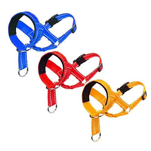 ILEPARK Cuello para Perros de Cabeza y Bozal de Adiestramiento Antitirones, de Colores, Ajustable y de Fácil Control para Entrenar a los Perros para Que Dejen de Tirar (L,Amarillo)