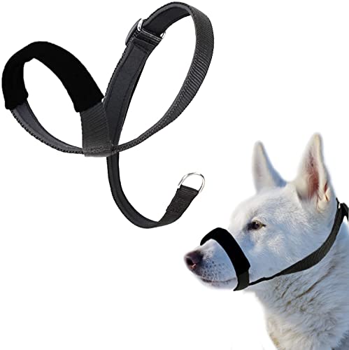 ILEPARK VCollar de Cabeza de Perro para Evitar Tirones Arnés de Cabeza de Perro con Almohadilla de Nariz Ajustable Herramienta de Adiestramiento (L, Negro)