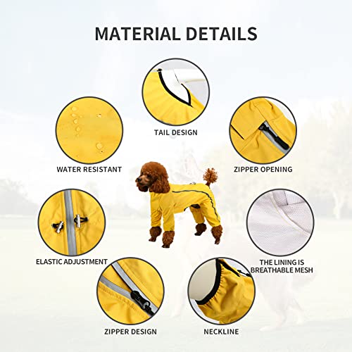 Impermeable impermeable para perros, chaqueta impermeable para perro, impermeable para perros con alta resistencia al agua, chaqueta de lluvia ligera para perros, medianos y grandes, color amarillo