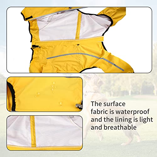 Impermeable impermeable para perros, chaqueta impermeable para perro, impermeable para perros con alta resistencia al agua, chaqueta de lluvia ligera para perros, medianos y grandes, color amarillo