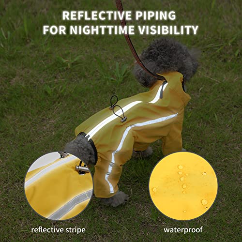 Impermeable impermeable para perros, chaqueta impermeable para perro, impermeable para perros con alta resistencia al agua, chaqueta de lluvia ligera para perros, medianos y grandes, color amarillo