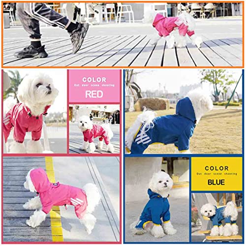 Impermeable para Mascotas,Chubasquero para Perro De Cuatro Patas Impermeable,Todo Incluido,Ajustable Chubasqueros Impermeables con Capucha,Chubasqueros Impermeables con Tiras Reflectantes (XL, Azul)