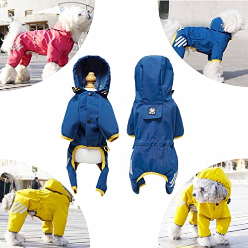 Impermeable para Mascotas,Chubasquero para Perro De Cuatro Patas Impermeable,Todo Incluido,Ajustable Chubasqueros Impermeables con Capucha,Chubasqueros Impermeables con Tiras Reflectantes (XL, Azul)