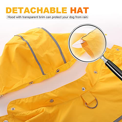 Impermeable para Perros, Chaqueta para Lluvia Chubasquero con Capucha Extraíble Sudaderas Poncho de Lluvia con y Tira Reflectante para Perros Pequeños medianos(Amarillo, L