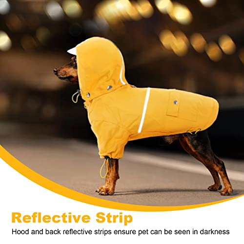 Impermeable para Perros, Chaqueta para Lluvia Chubasquero con Capucha Extraíble Sudaderas Poncho de Lluvia con y Tira Reflectante para Perros Pequeños medianos(Amarillo, M