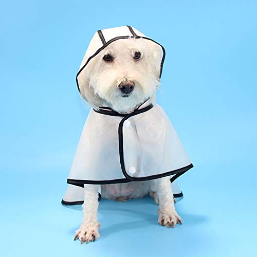 Impermeable transparente para mascotas con capucha impermeable súper ligero y ajustable Impermeable para perros con marco negro, apto para perros pequeños y medianos talla L