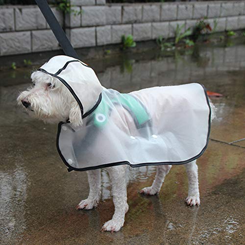 Impermeable transparente para mascotas con capucha impermeable súper ligero y ajustable Impermeable para perros con marco negro, apto para perros pequeños y medianos talla L