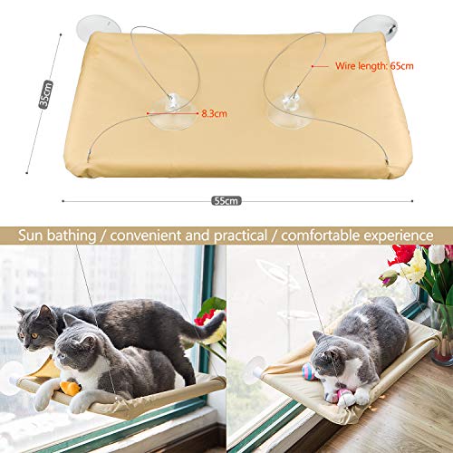 Inntek Hamaca de Gato, Cama Colgante de Mascota, Asiento para Gato,Hamaca de Gato con Ventosa, Hamaca Colgante de Ventana 55 * 35cm Carga Máx. 20KG para Tomar el Sol Echar Siesta Antirasguños