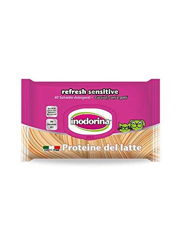 Inodorina Toallitas limpiadoras Perros y Gatos - Sensitive proteína de Leche 40 unid