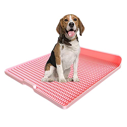 Inodoro para Mascotas Perro Soporte para Entrenador de Orinal Grande Rosa para Mascotas, Bandeja de Baño de Plástico Reutilizable para Perros Grandes y Pesados, Tabla de Defecación Integrada - 60x55cm