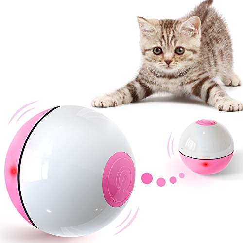 Iokheira Bola de Gato, Juguetes para Gatos,Carga USB Juguete Gato Automática, Bola Eléctrica de 360 Grados Juguete Interactivo con luz LED para Ejercicio Gatos y Perros