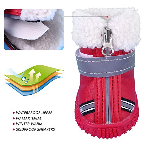 iplusmile Botines de Nieve para Perros Botas de Perrito de Invierno Botas para Perros Resistentes a Prueba de Perros Zapatos de Animal Doméstico a Prueba de Agua con Suela