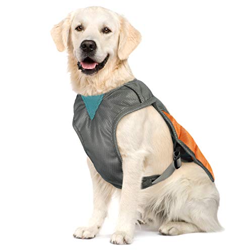 iplusmile Chaleco Fresco para Perros Abrigo de Refrigeración de Verano Ropa para Mascotas Chaqueta de Refrigeración Transpirable con Correas Laterales Ajustables para Perros (Naranja Talla