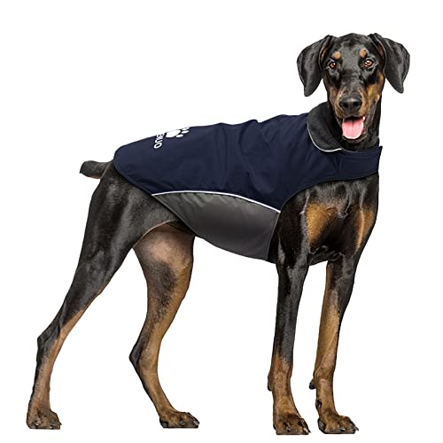 IREENUO Abrigo para Perro Impermeable, Chubasqueros Perro Mediano Grande cálida Chaqueta Perro de Invierno con Tiras Reflectantes Seguras & Busto Ajustable(Azul, XL)