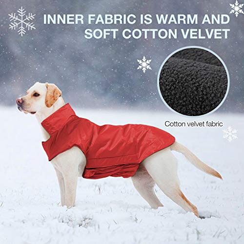 IREENUO Chaqueta 100% Impermeable para Mascotas Perros Abrigos de Invierno cálido Rojo-2XL