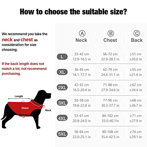 IREENUO Chaqueta 100% Impermeable para Mascotas Perros Abrigos de Invierno cálido Rojo-2XL