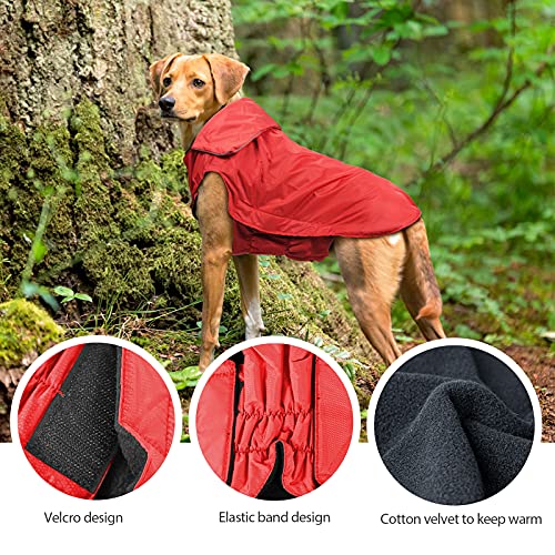 IREENUO Chaqueta 100% Impermeable para Mascotas Perros Abrigos de Invierno cálido Rojo-2XL