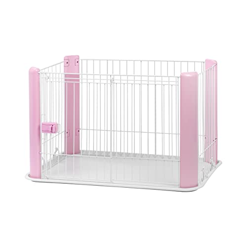 Iris Ohyama, Parque interior para perros / cachorros con base, puerta corredera con pestillo, ganchos para un fácil montaje, para perro - Pet Circle CLS-960 - Rosa