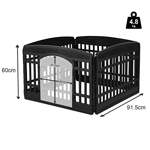 Iris Ohyama, Parque para perros / parque para cachorros, puerta con pestillo, clips para un fácil montaje y desmontaje, resistente a la intemperie, para perro - Pet Circle CI-604E - Negro