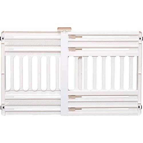 Iris Ohyama, Puerta de Seguridad para Mascotas con Ajuste a presión, Extensible de 61 a 100 cm, Cierre Manual, 2 Almohadillas a Cada Lado, para Perro - Pet Barrier PBR-600 - Blanco