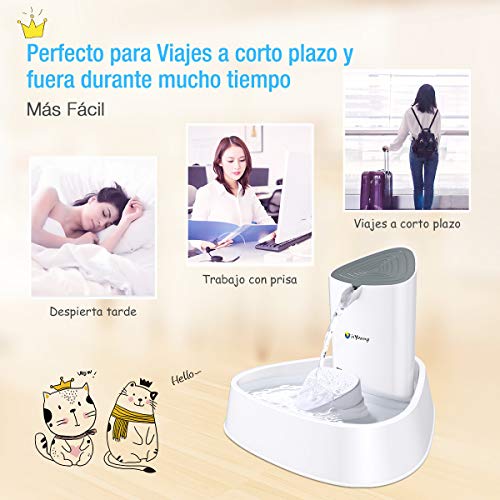 isYoung Fuente para Gatos Fuente Silencioso 1.5 L Bebedero Automático Fuente de Agua para Perros y Gatos Sano e Higiénico con Luz LED y Filtro de Carbón