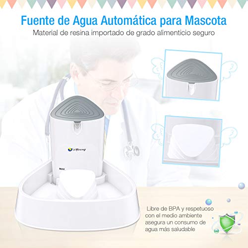 isYoung Fuente para Gatos Fuente Silencioso 1.5 L Bebedero Automático Fuente de Agua para Perros y Gatos Sano e Higiénico con Luz LED y Filtro de Carbón