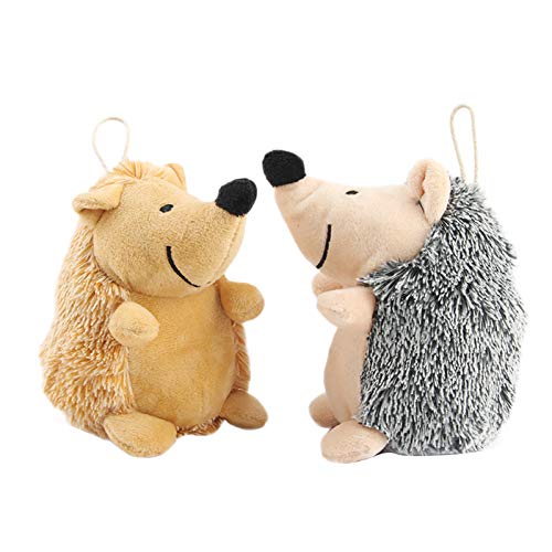 Iunser 2 piezas de simulación de erizo de peluche de juguete de felpa Animal muñeca de imitación de erizo lindo juguete de felpa juguete con sonido para mascotas pequeño juguete de erizo