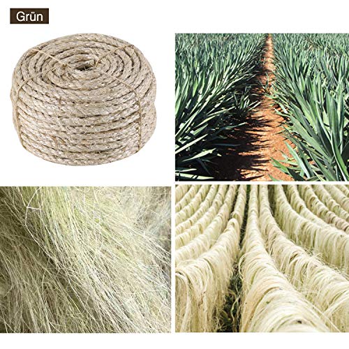 IZSUZEE Cuerda de Sisal, Cuerda de 6mm (40m), Adecuada para Rascador para Gatos, Juguete Gato y Arbol para Gatos. También Apto para Jardin, Jardineria y DIY.