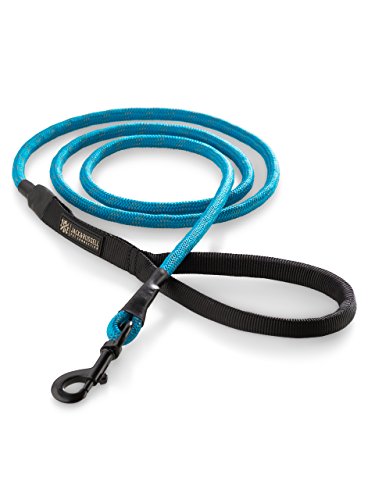 Jack & Russell Correa para Perro Premium Tajo de Cuerda para Escalar mosquetón de Perno - Correa para Perro con Lazo de Mano de Agarre Suave Incl. Bolsa de Yute (Azul/Reflectante)