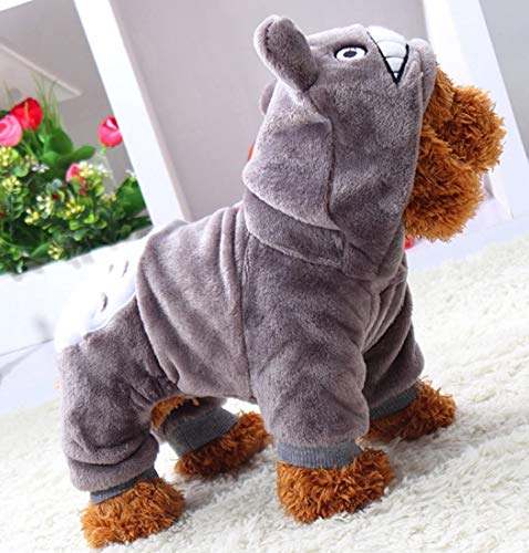 Jadeyuan Traje Ropa for Mascotas, Totoro Hoodie Ropa for Perros Abrigada Ropa de otoño e Invierno Ropa for Mascotas Puppy Ropa Kitten Hoodie, Gris Vestir (Color : Gray, Size : Small)