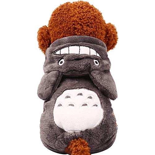 Jadeyuan Traje Ropa for Mascotas, Totoro Hoodie Ropa for Perros Abrigada Ropa de otoño e Invierno Ropa for Mascotas Puppy Ropa Kitten Hoodie, Gris Vestir (Color : Gray, Size : Small)