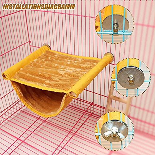 jaosn Cama para hamster, cama de piso, accesorio para jaulas de Indias, ropa de cama con escalera de madera y 2 almohadillas de pañales para hámsters, chinchillas, loros, jerbos, ardillas (1 unidad).