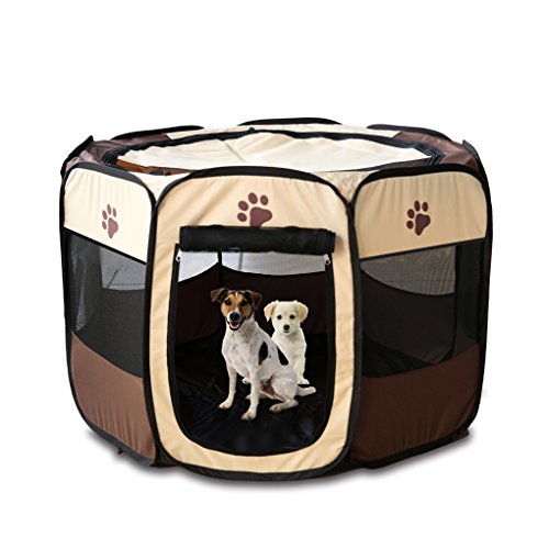 Jaula estilo parque para mascotas de Meiying, ideal para perros y gatos, portátil, plegable, caseta de ejercicio, para uso en interiores y exteriores