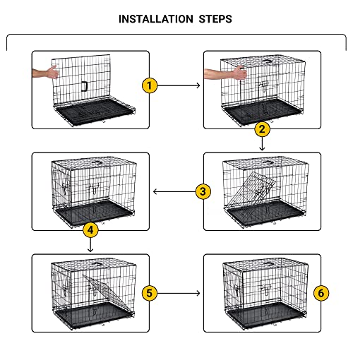 Jaula Plegable para Cachorros de Perro, 2 Puertas, con Bandeja de plástico, Extra Grande, 42 Pulgadas, Color Negro