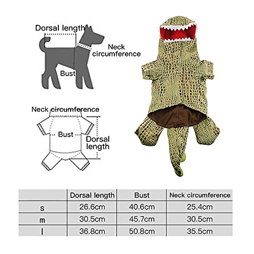 jeerbly Disfraz de cocodrilo para mascotas, disfraz de cocodrilo, divertido Godzilla, dinosaurio, perro, ropa de cosplay para perros pequeños, medianos y gatos, para invierno, abrigos cálidos