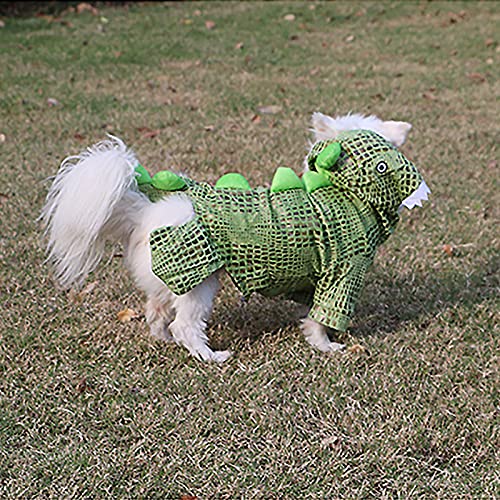 jeerbly Disfraz de cocodrilo para mascotas, disfraz de cocodrilo, divertido Godzilla, dinosaurio, perro, ropa de cosplay para perros pequeños, medianos y gatos, para invierno, abrigos cálidos