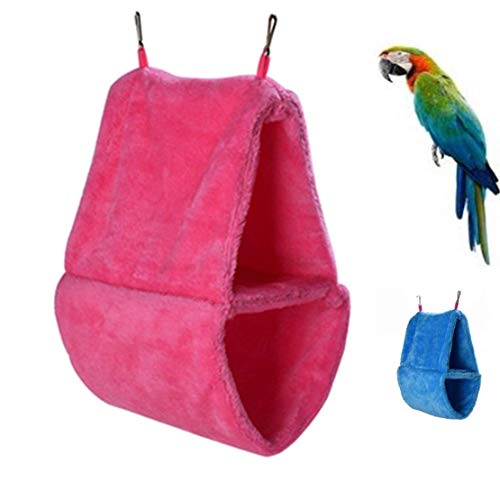 JGHF Hamaca de doble capa para pájaros, tienda de campaña, loro y casa de loro con forro polar de coral cálido para colgar en casa jaulas de pájaros, suministros de invierno (verde)